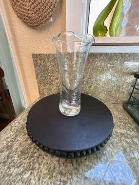 Vintage Anchor Hocking Dimpled Clear Heart Glass Vase with Scalloped Ruffle Rim